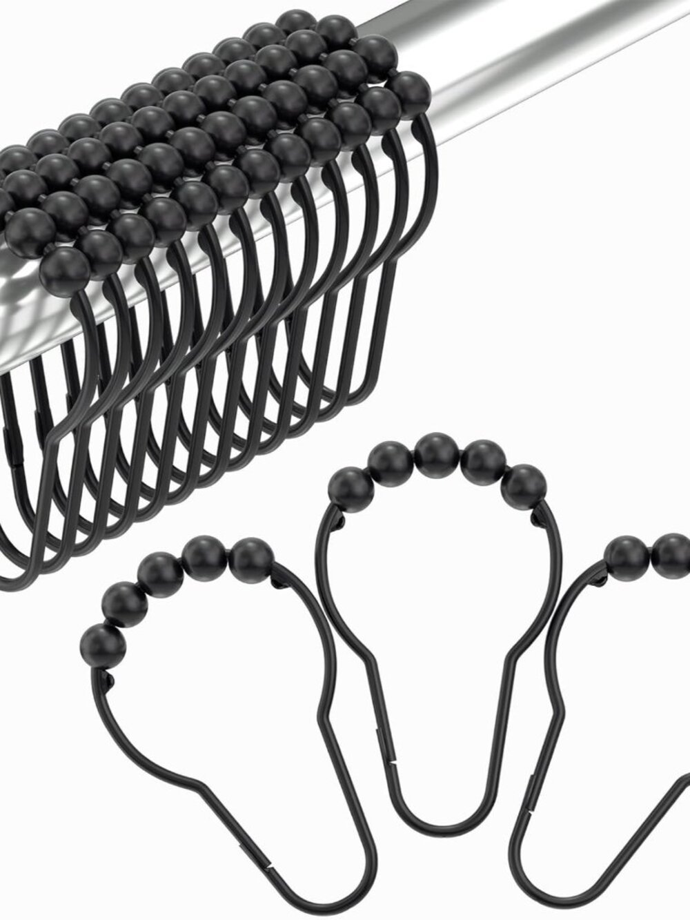 Black Shower Curtain Hooks, Decorative Shower Curtain Hooks, Shower Hooks for Sh